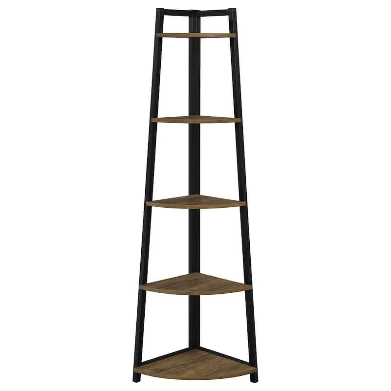 Jacksonville 63-inch 5-shelf Bookshelf Black and Aged Walnut - 15.50" x 15.50" x 63.00"