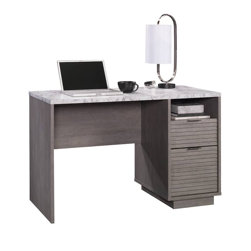 Wood Modern Desk with 2 Spacious Drawers, Medium Gray