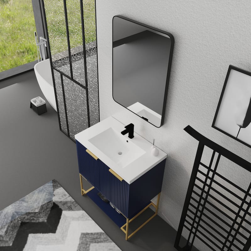 30 Inch Freestanding Bathroom Vanity With Resin Basin,30x18