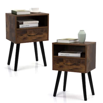 Set of 2 Mid Century Nightstand