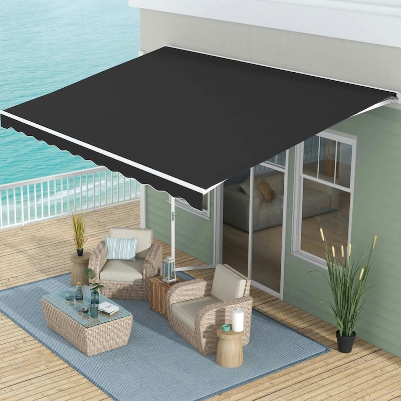 16'x10' Electric Awning, Retractable, Remote Controller, Manual Crank
