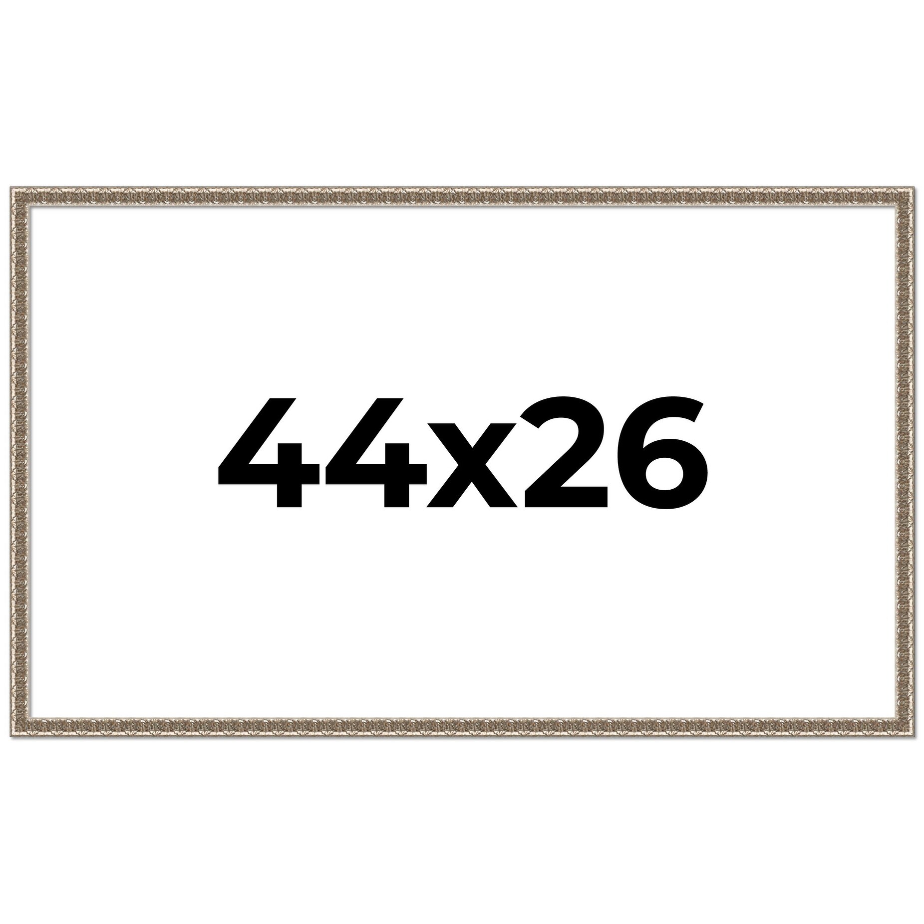 44x26 Frame Silver Versailles Ornate Solid Wood Picture Frame | 1 Inch