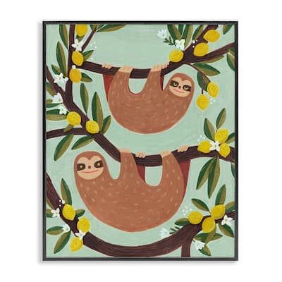 Stupell Hanging Sloths from Lemon Tree Framed Giclee Art Design By Irene Chan