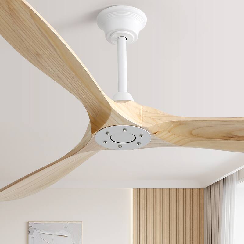 52''/60" Large Ceiling Fan without Lights, Remote Control and Reversible Motor Included, 3 Wood Blades