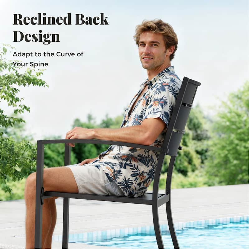 MAISON ARTS Patio E-coated Weather-resistant Stackable Dining Armchairs (Set of 2)