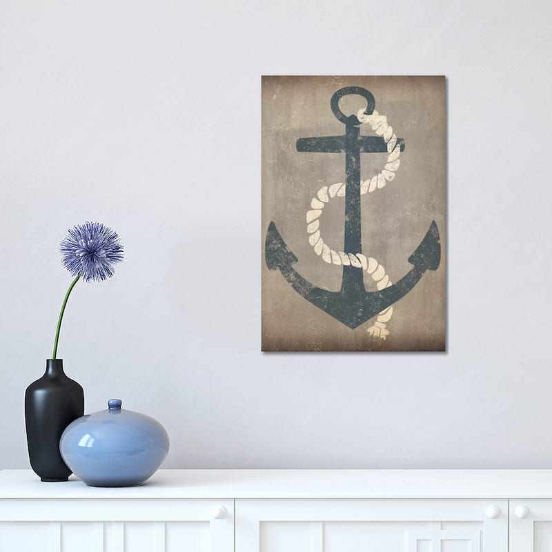 iCanvas "Nautical Anchor (Grey)" by Ryan Fowler Canvas Print - 18x12x1.5