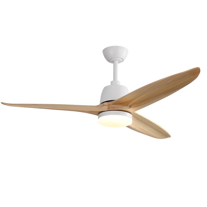 Sofucor 56 inch Ceiling Fans with Light,Remote Control,3 Solid wood Blades Farmhouse ,Large Airflow - 56 Inches - Natural
