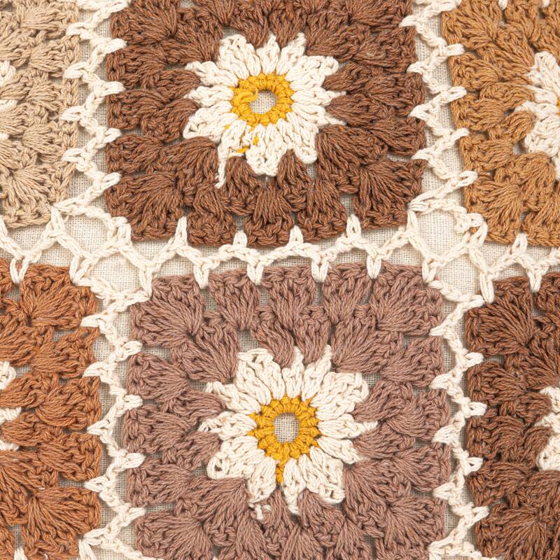 Cotton Crocheted Pillow with Block Pattern