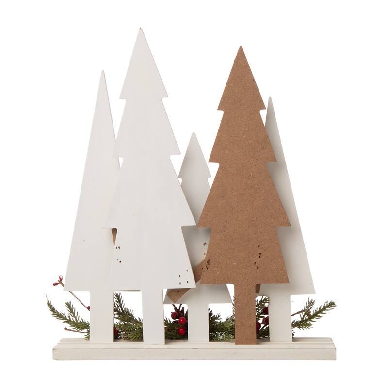 Glitzhome 14"H Wooden Christmas Tabletop Tree Floral Centerpiece Decor