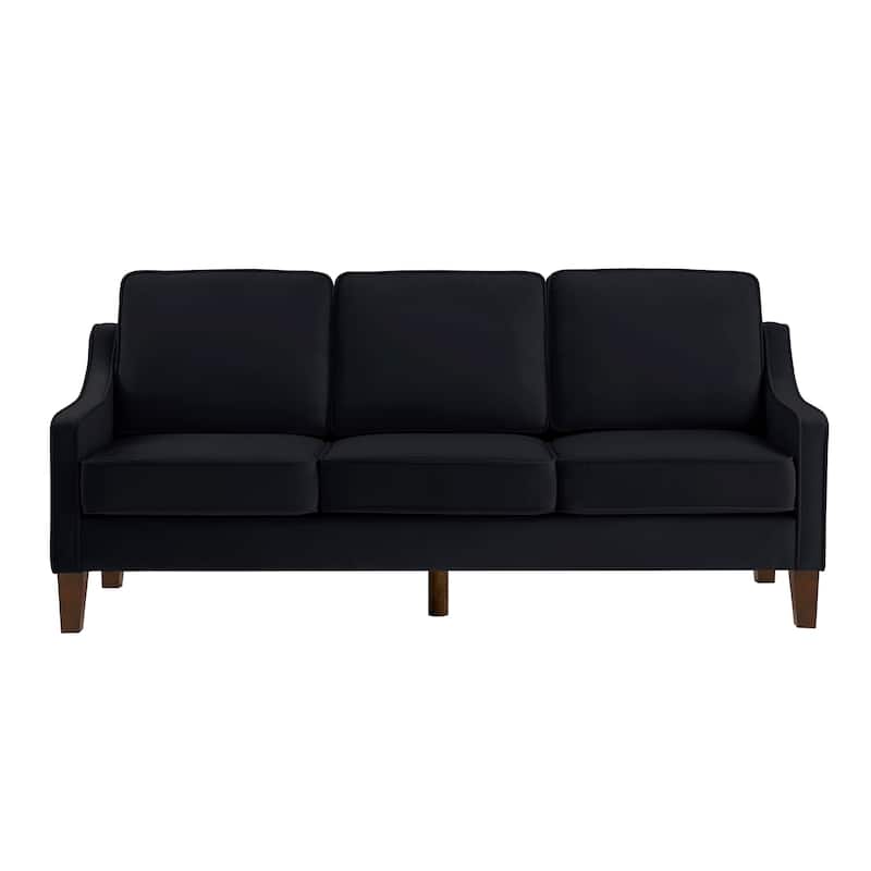 Modern 74" Velvet 3-seater Upholstered Sofa with Scooped Armrest and Removable Cushions for Living Room