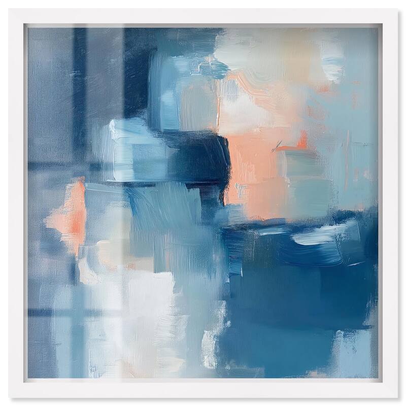 Whispering Blue I Shadowbox by Art Remedy - White - 30" x 30"