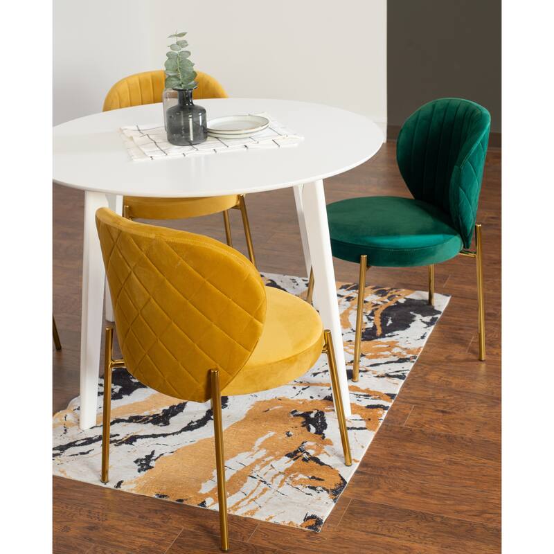 Modern Dining Set with Round Table & Velvet Tufted Chairs