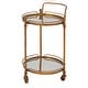 preview thumbnail 3 of 5, Brass Metal Rolling 2 Mirrored Shelves Bar Cart with Wheels and Handle