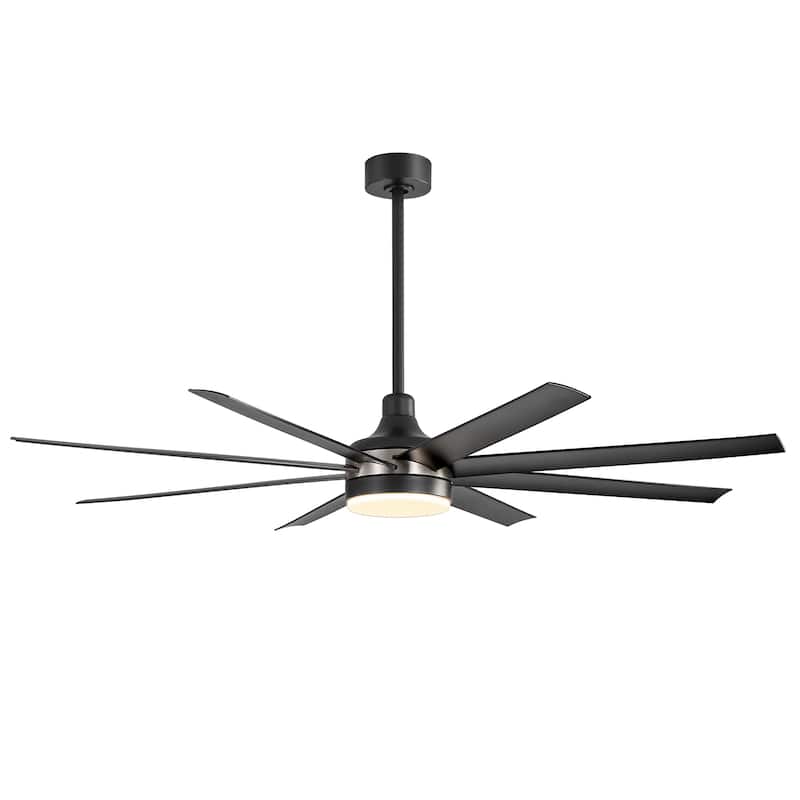65 Inch Black Large Ceiling Fan with Light Remote(8-Blade)