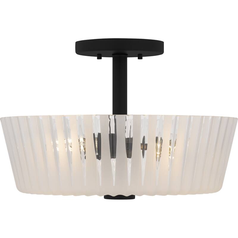 Gray 3-Light Matte Black Semi-Flush Mount