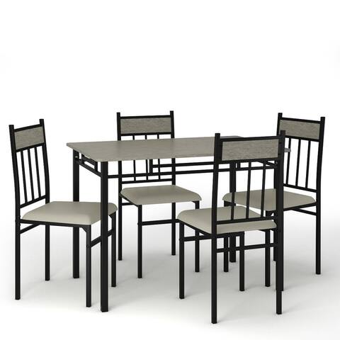 5 Piece Faux Marble Dining Set Table