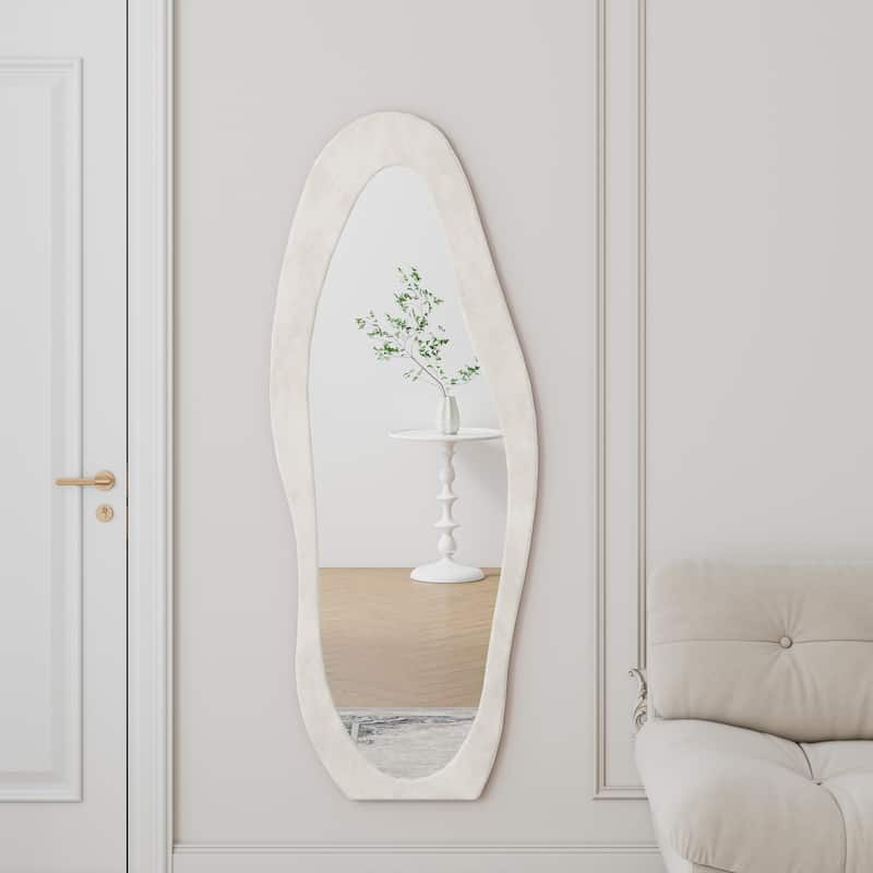 Full Length Mirror,63" x 24" Floor Mirror/ Wall Mirror, Flannel Wrapped Wooden Frame Floor Mirror