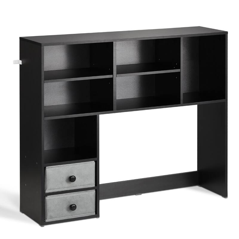 Particle Board Desktop Bookshelf Hutch, 3-Shelf Organizer and Office Storage Rack - 37.0" L x 10.0" W x 31.1" H