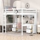 preview thumbnail 2 of 14, Full Size White Loft Bed with Desk, Storage, and Charging Station