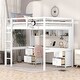 preview thumbnail 1 of 14, White Full Size Loft Bed Solid Pine Wood Bed Frame w/ Desk 4 Cabinets, 4 Drawers, Bedside Tray & Charging Station for Kids Teens White - Full