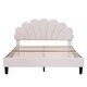 preview thumbnail 14 of 20, Queen Platform Bed with Velvet Headboard and Sturdy Wooden Frame