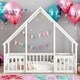 preview thumbnail 19 of 25, Kids Furniture Twin Size Wood House-Shaped Floor Bed Kids Bed with Fence and Guardrails, Grey White