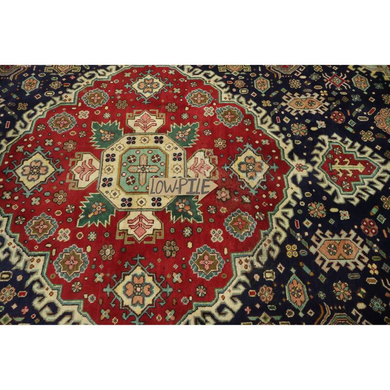 Hand Knotted Oriental 100% Wool Carpet Traditional Tribal Red Tabriz Area Rug - 10' 6'' X 7' 4''