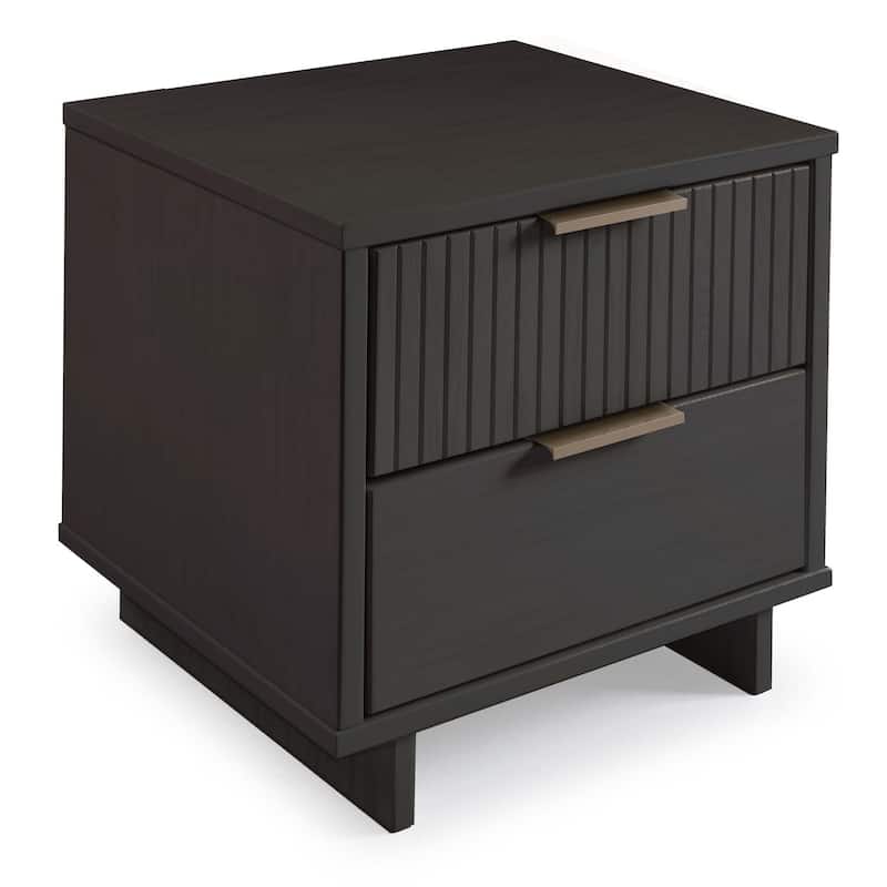 Manhattan Comfort Granville Mid Century Solid Wood 2 Drawer Nightstand Set of 2