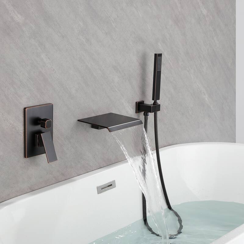 Single Handle Wall Mounted Roman Tub Faucet with Diverter and Handshower