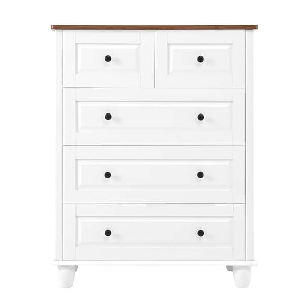 ivory tall dresser Benjara Ivory, Gray and Nickel 5 Drawer 35 in. Wide Dresser BM335924