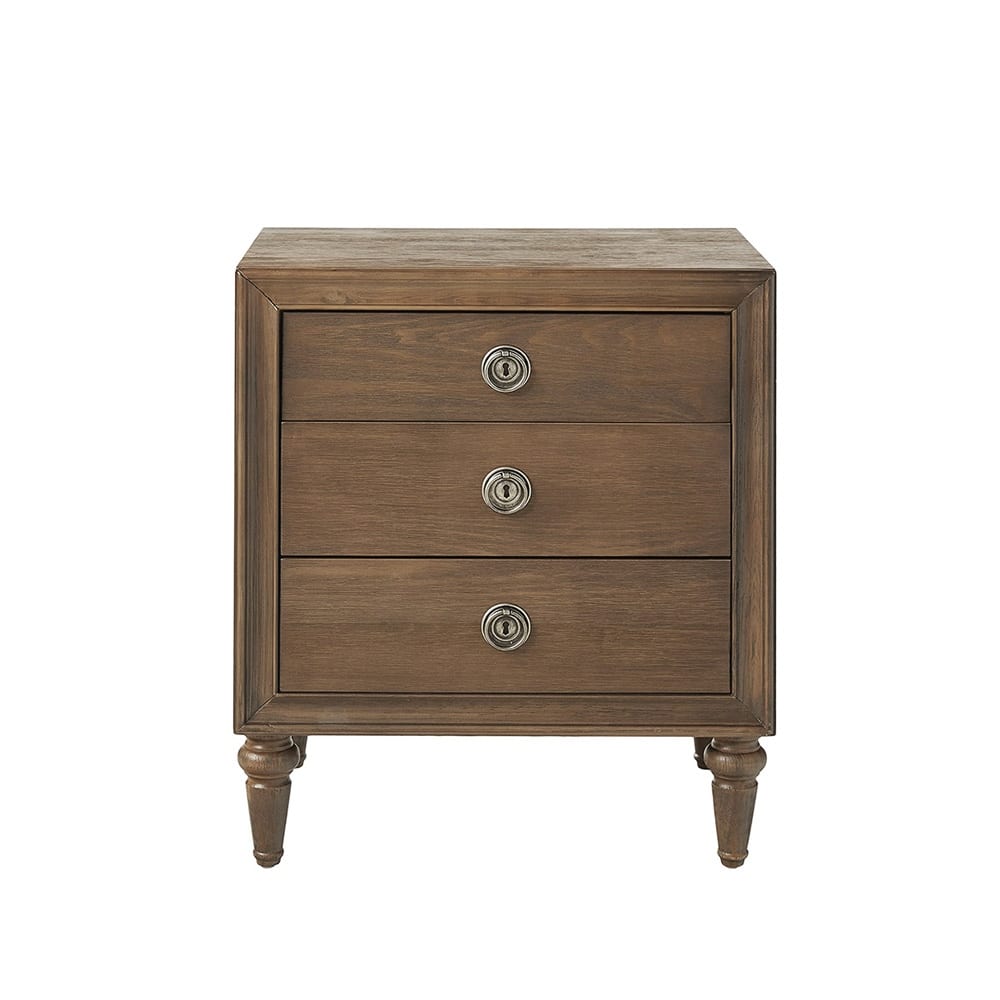 3 Drawers Wooden Nightstand