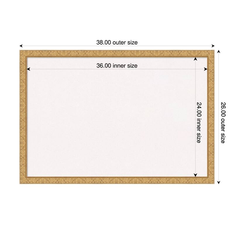 Lila Gold Wood Framed Cork Board - Bulletin Board, Organization Board, Pin Board - White - 38 x 26 in
