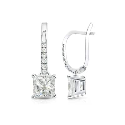 Auriya 14k Gold 1 1/2ctw Princess-cut Diamond Dangle Earrings (J-K, I1-I2)