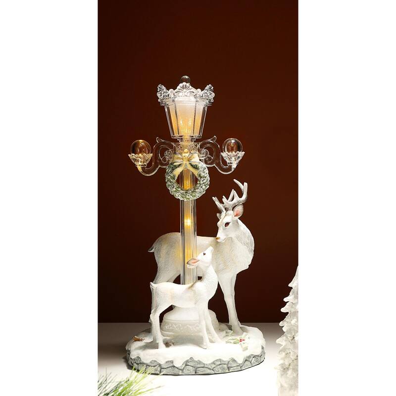 Musical LED Street Lamp Christmas Table Decor 15.5" White Clear