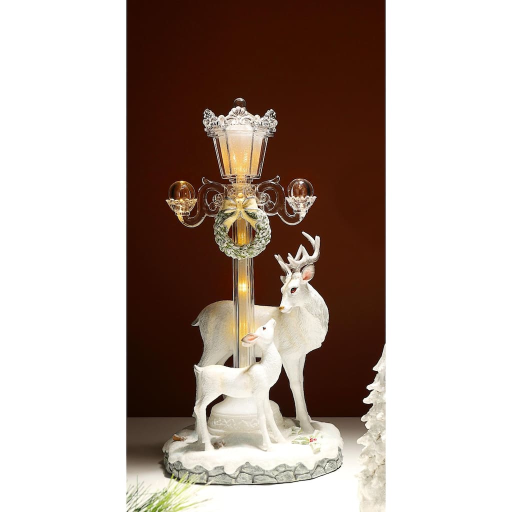 Musical LED Street Lamp Christmas Table Decor 15.5" White Clear