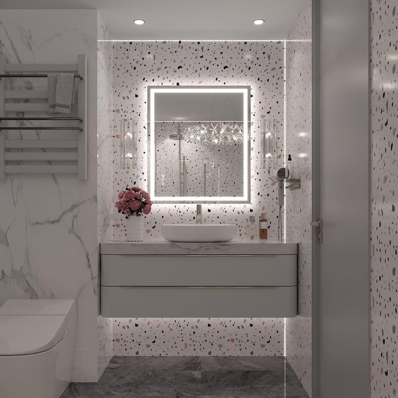 Large LED Bathroom Mirror with UL Listed, Front and Backlit, Anti-Fog
