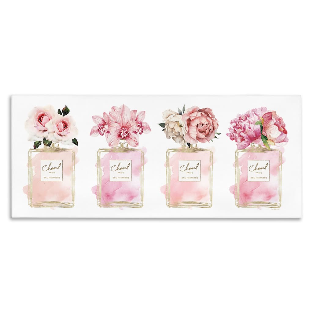 Stupell Pink Floral Bouquets Glam Designer Fashion Jars Canvas Wall Art