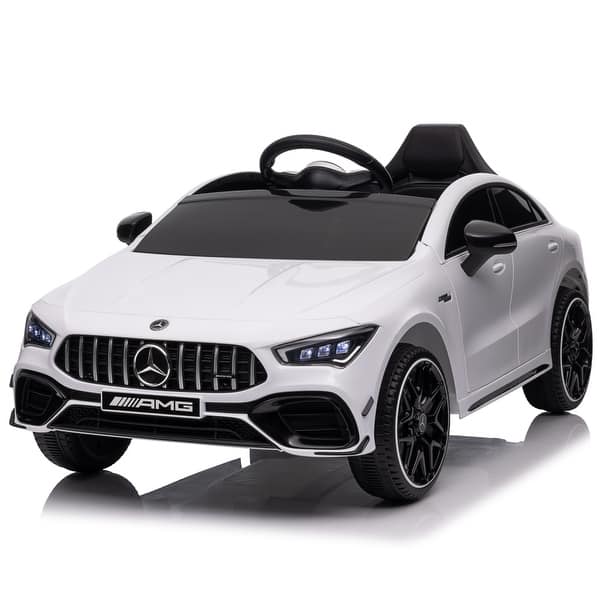 slide 2 of 40, 12V Licensed Mercedes-Benz AMG CLA 45 S Kids Ride-On Toy Car with Four-Wheel Suspension. White
