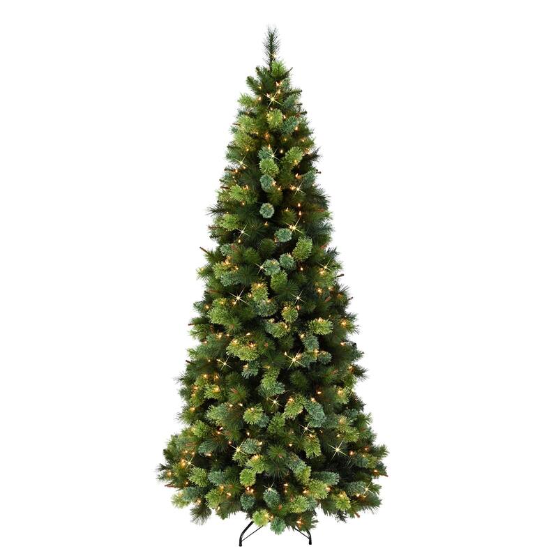 Pre-lit Slim Portland Pine Artificial Christmas Tree - 7.5’ - Clear Light - 7.5 Foot