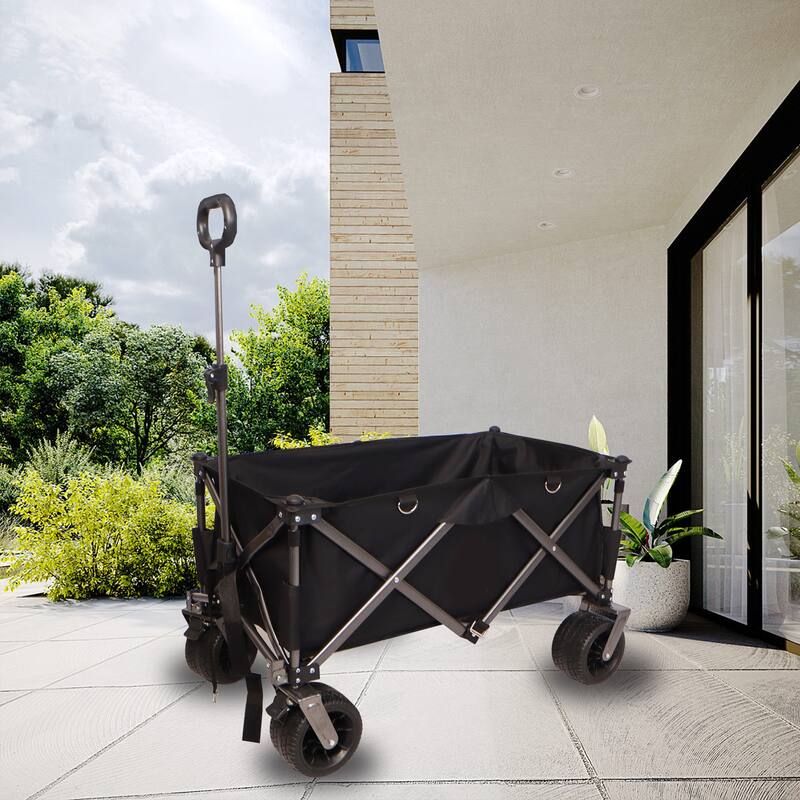 Collapsible Utility Wagon - 360° Rotating Wheels, Steel Frame, 200 lb Load, Compact Storage