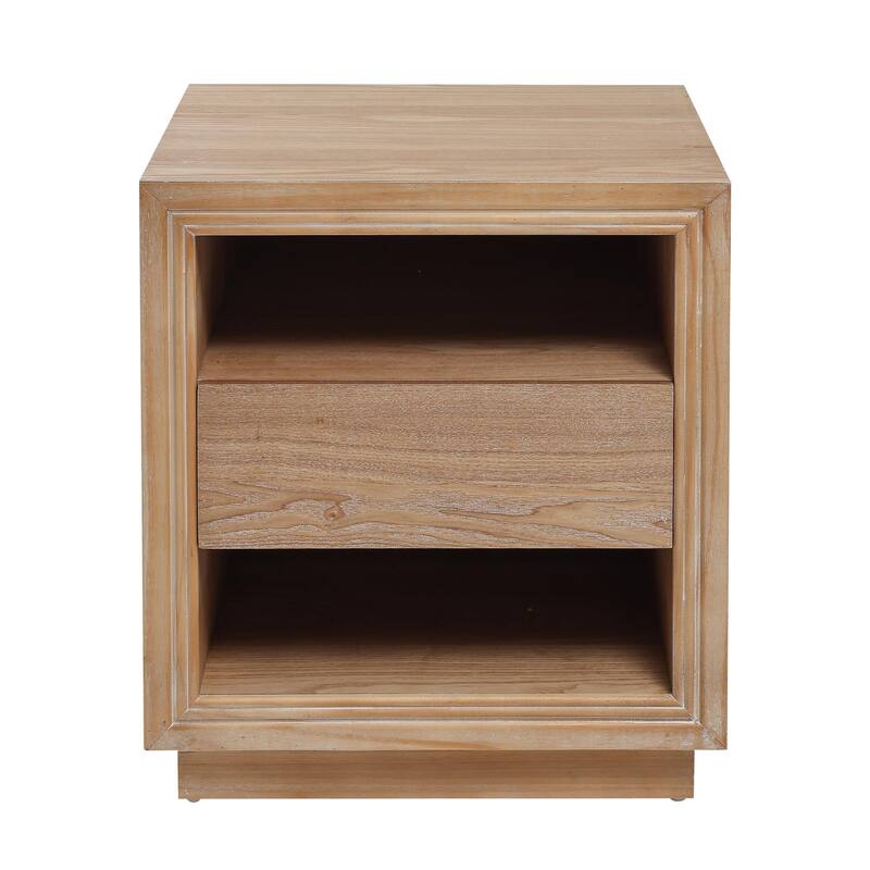 COZAYH Fully Assembled Modern Farmhouse Nightstand with Storage Drawer & 2 Open Shelves
