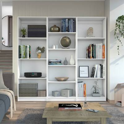 3 Piece Home Bookcase Set, 74" Wide with 13 Shelves, Living Room Set
