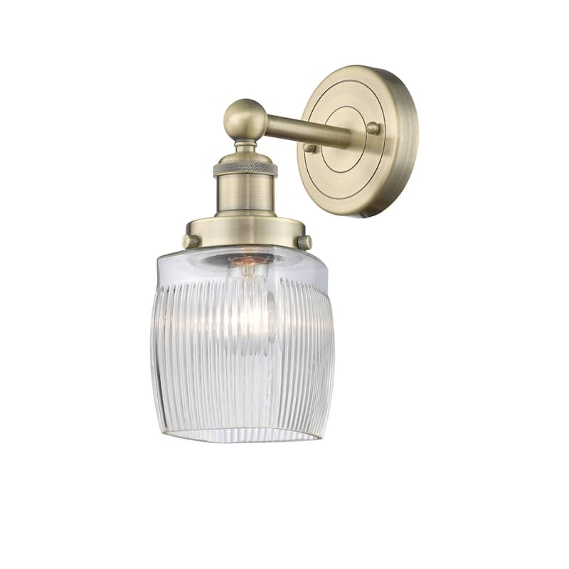 Innovations Lighting 616-1W-12-6 Colton Sconce Colton 12" Tall Wall - Antique Brass / Clear Halophane