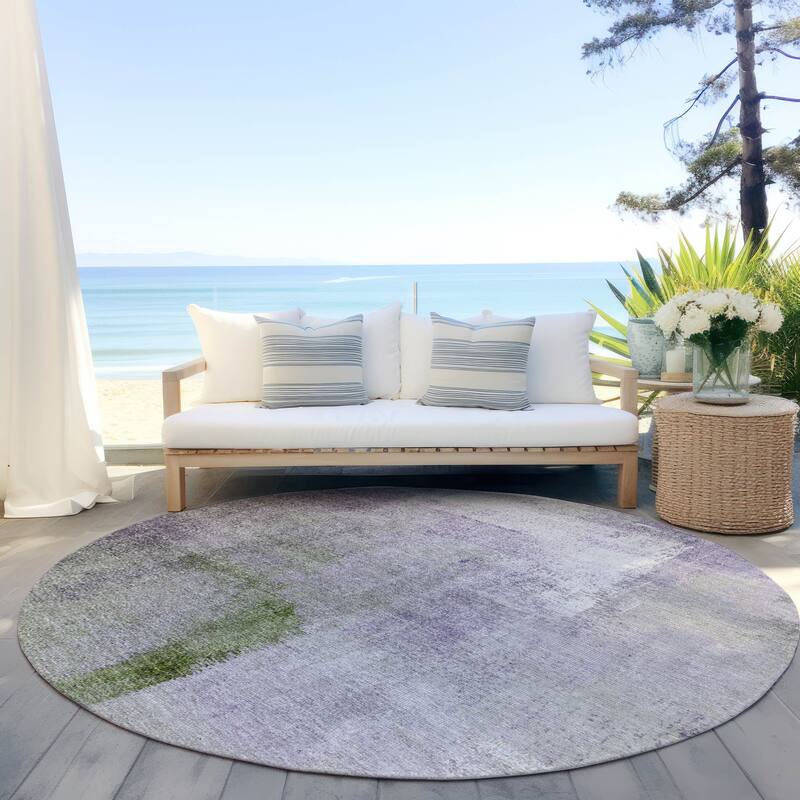Machine Washable Indoor/ Outdoor Chantille Solid Ombre Rug - Purple - 8' x 8'
