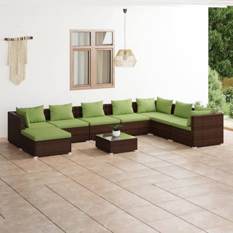 vidaXL Patio Lounge Set Outdoor Sectional Sofa Set Table Garden Poly Rattan - 27.6" x 27.6" x 23.8"