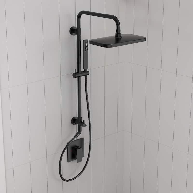 GRANDJOY 12" Rainfall Shower Head 3-Function Shower System with Adjustable Handheld Spray