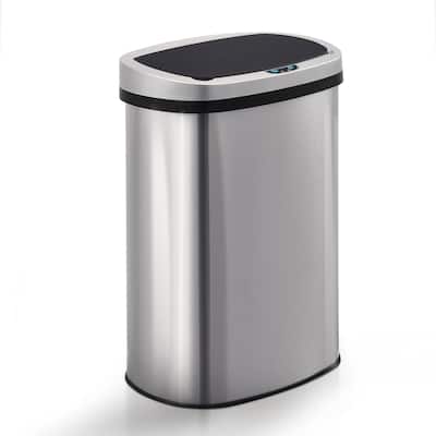 Innovaze 13 Gal./50 Liter Stainless Steel Oval Motion Sensor Trash Can for Kitchen