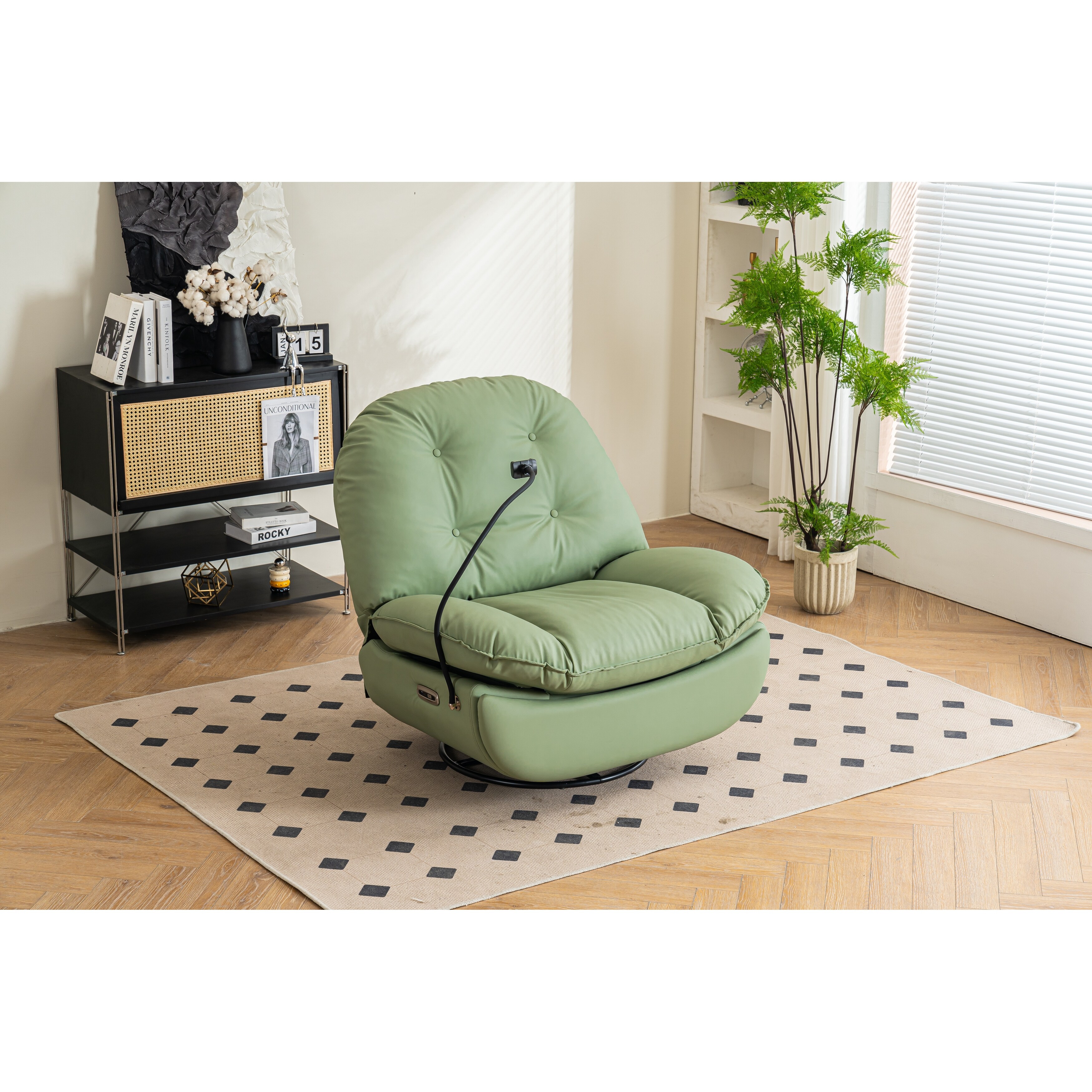 Leather Power Recliner with USB Charger and Bluetooth Function