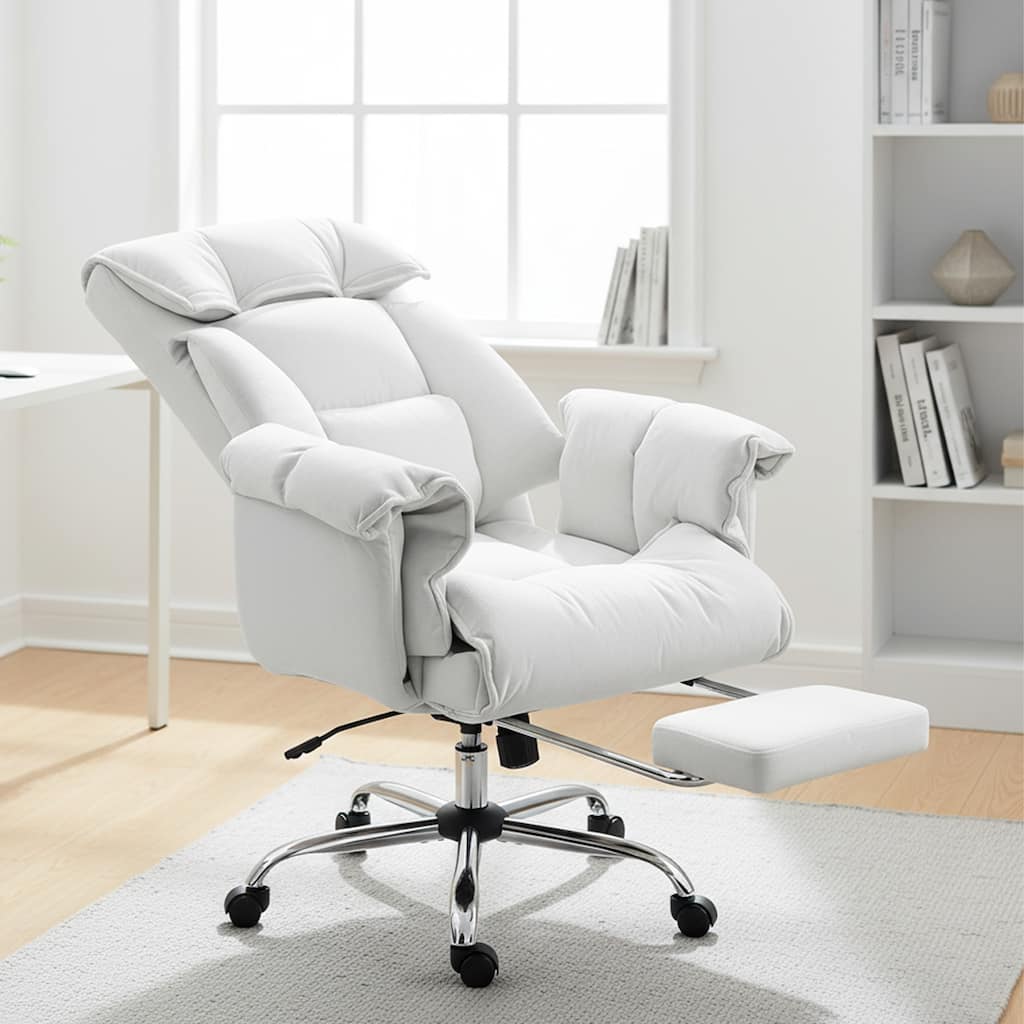 HOMCOM Executive Office Chair with Footrest, Reclining Swivel Computer Chair with High Back, Thick Cushion,Adjustable Height