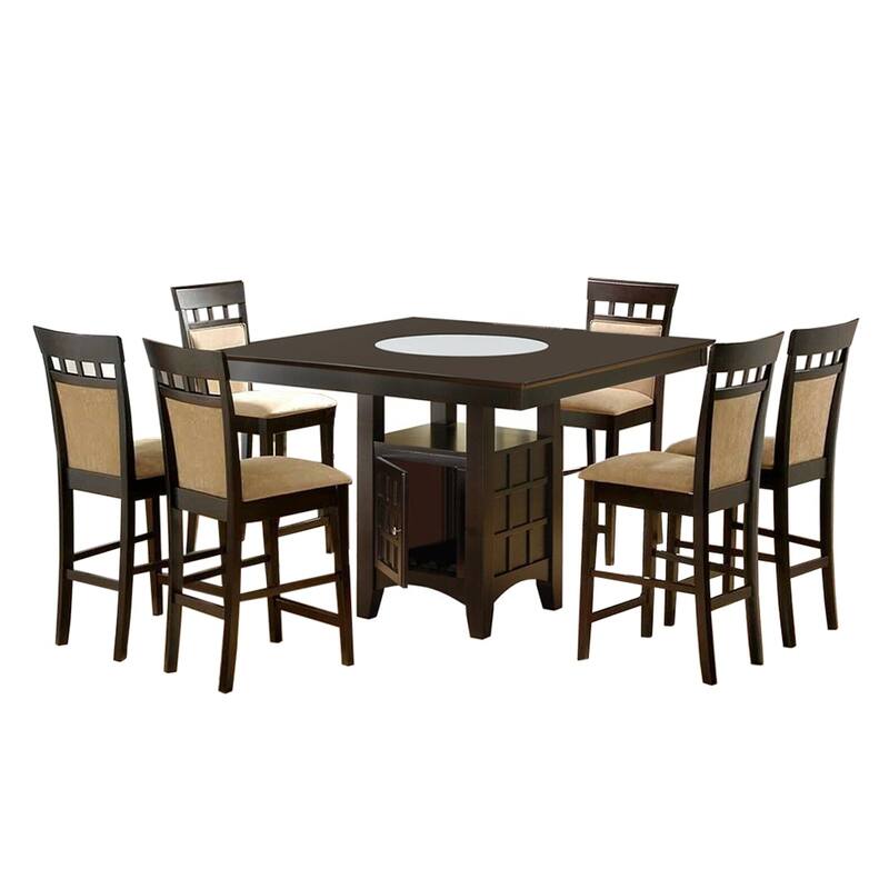 Square Counter Height Dining Set in Cappuccino - 7-Piece Sets
